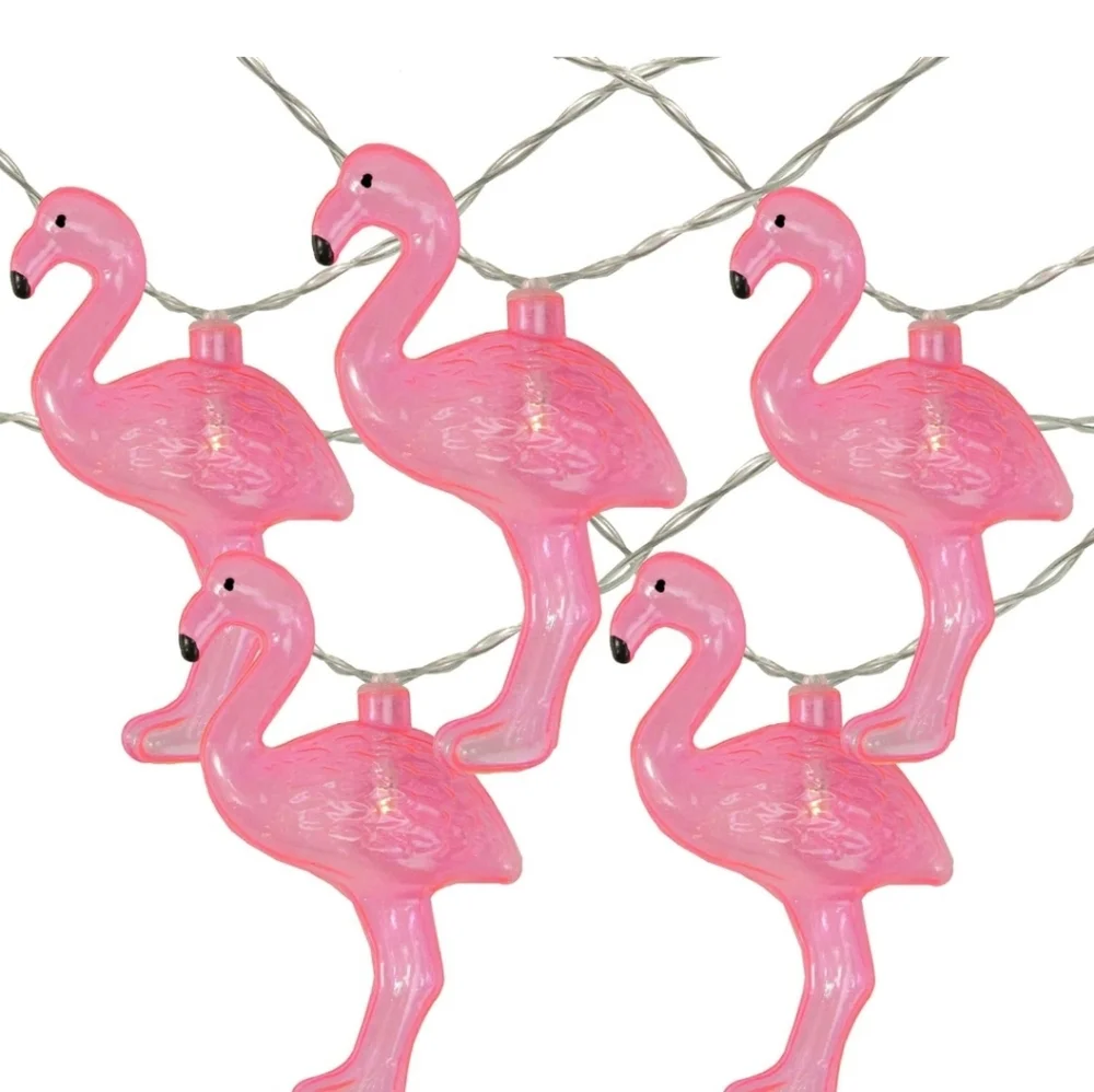 Garden Party Cactus and FlamingoLED String Light Set 10 Lights Clear Wire Indoor